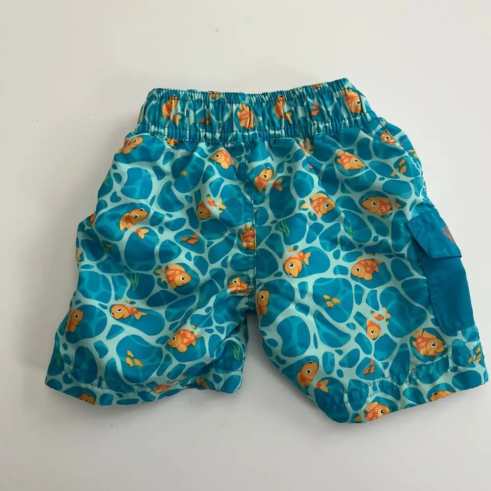 UV Skinz blue goldfish print swim trunks board shorts with liner